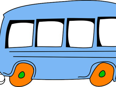 Blå skolebus, tegning